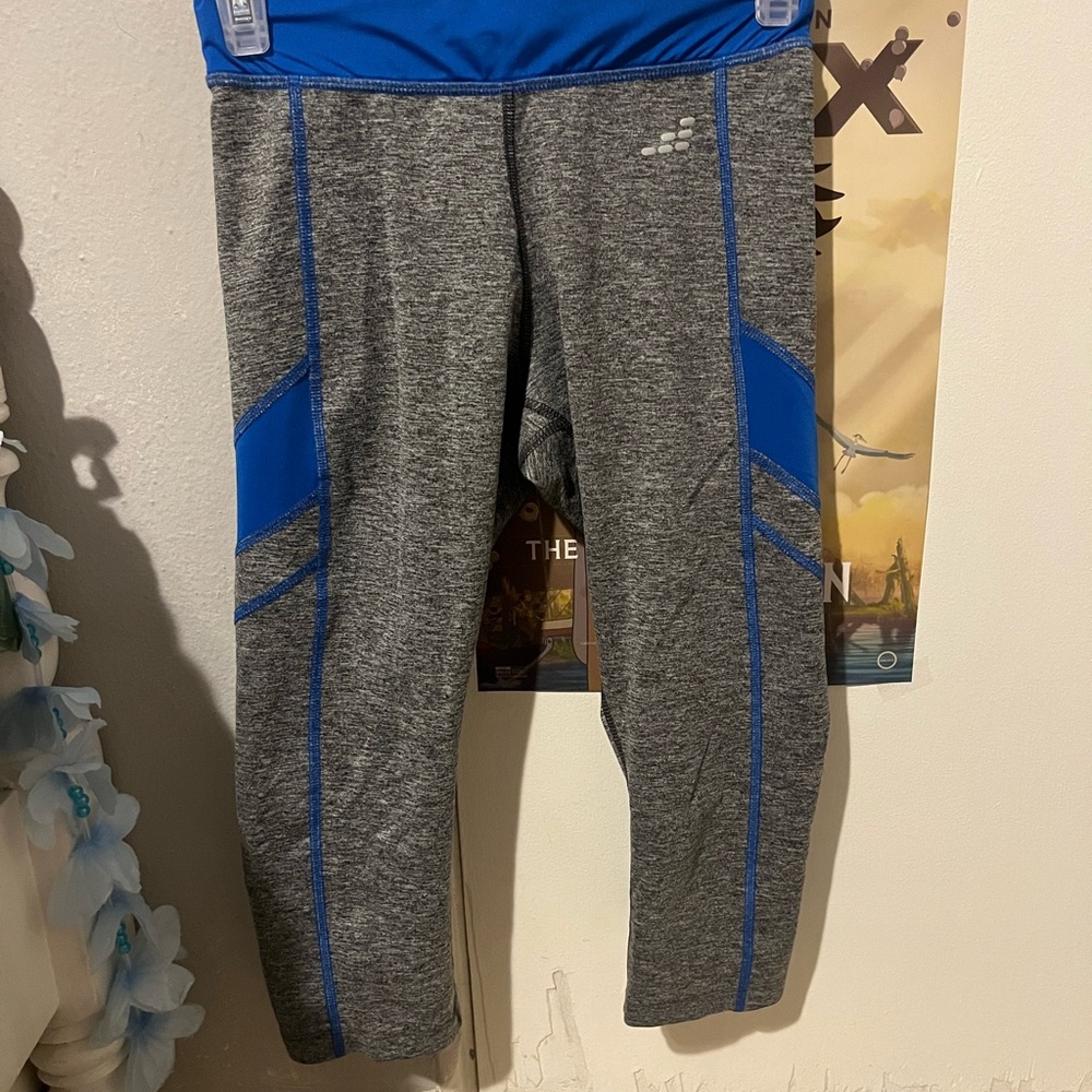 Gray and Blue Athletic Leggings